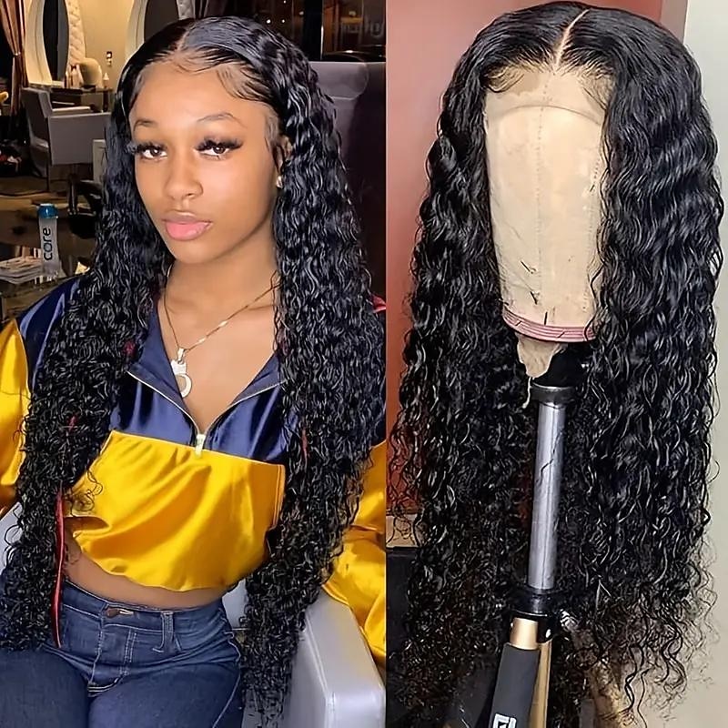 parrucche anteriori in pizzo trasparente 13x6 con onda d'acqua capelli umani densità 180 con colore naturale dei capelli del bambino del 2025 a $258.89 –P1