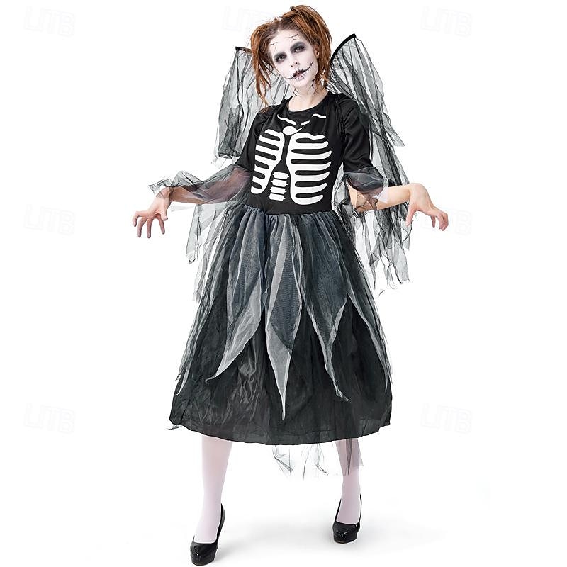 Skelett Totenkopf Kleid Cosplay Kostüm Erwachsene Damen Gruseliges Kostüm Party / Abend Karneval Einfaches Karnevalskostüm 2025 - $41.99 –P5