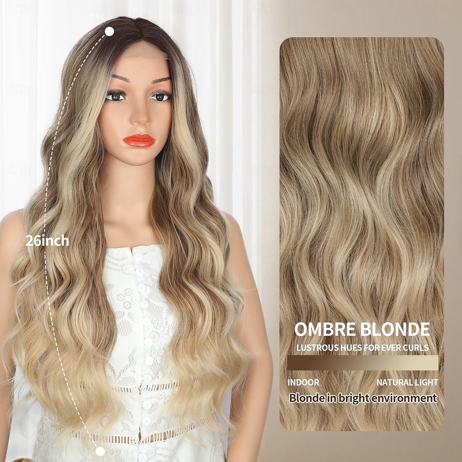 26in Brown to Blonde Wavy Wig – New Ombre Long Hairpiece – Never Worn Amazon.com : NAYOO 26 Inch Long Wavy Blonde Wig for Women  main image 2