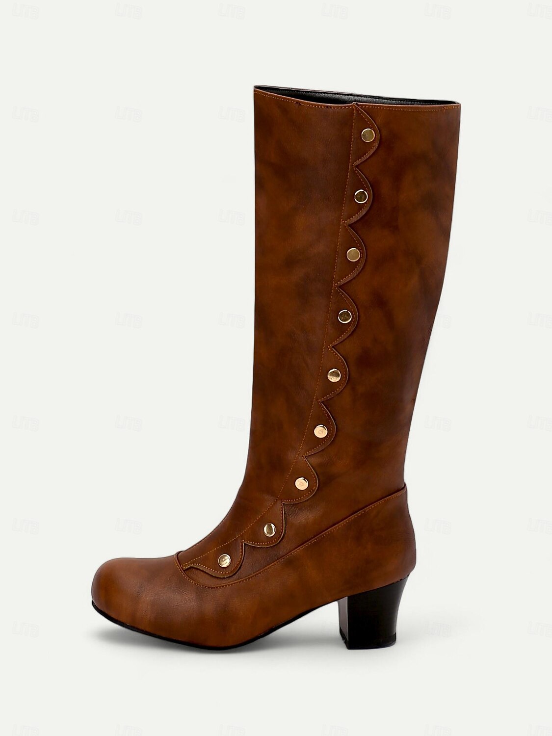Damen Stiefel Knopfstiefel Retro Outdoor Arbeit Täglich Kniehohe Stiefel Knopf Blockabsatz Runde Zehe Elegant Vintage PU Schnalle Wein Schwarz Braun 2025 - $69.99 –P4
