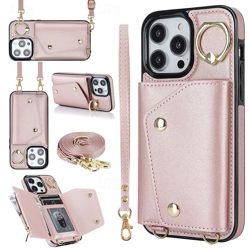Phone Case For iPhone 16 iPhone 15 Pro Max Plus iPhone 14 13 12 11 Pro Max Plus Mini Wallet Case with Stand Holder Ring Holder Zipper Retro TPU Metal PU Leather 2025 - $23.99 –P1