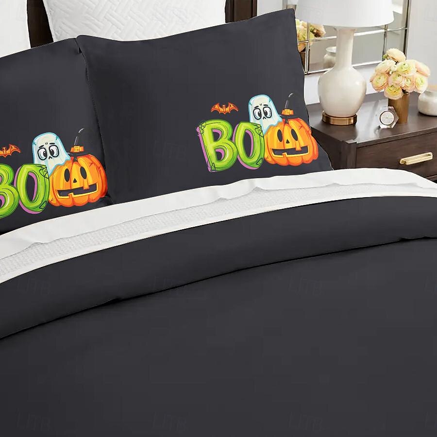 kolekce halloween sada povlaků na přikrývky Jack o lucerna dýně 3dílná sada super měkká šetrná k pokožce s dlouhou životností 2025 - $41.99 –P19