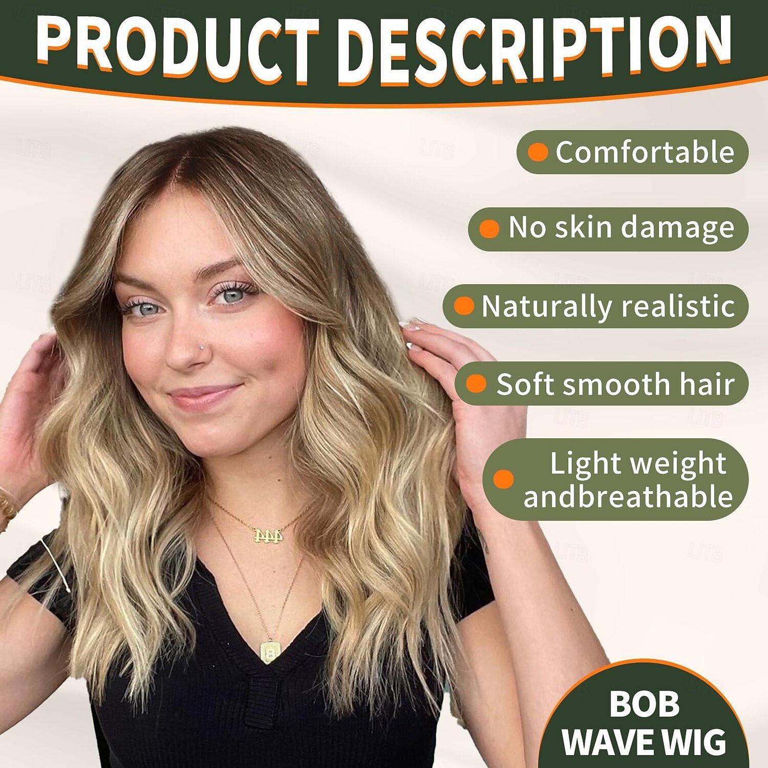 Perruques blondes sales pour femmes, perruque bouclée longueur épaule avec reflets blonds, perruque synthétique avec partie centrale pour usage quotidien, fête 20 pouces de 2025 ? $17.99 –P5