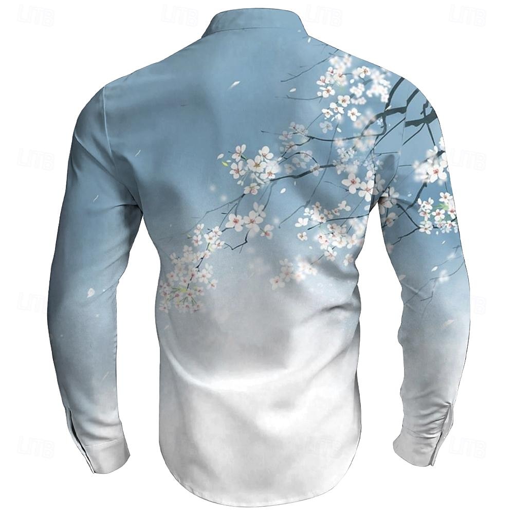 Per uomo Floreale Camicia Camicia con Bottoni Manica Lunga Casual Spiaggia Quotidiano Estate Primavera Autunno Collo alla coreana Colletto alla coreana Cardigan con Bottoni Stampa 3D Rosa Blu Viola del 2026 a $28.99 –P2
