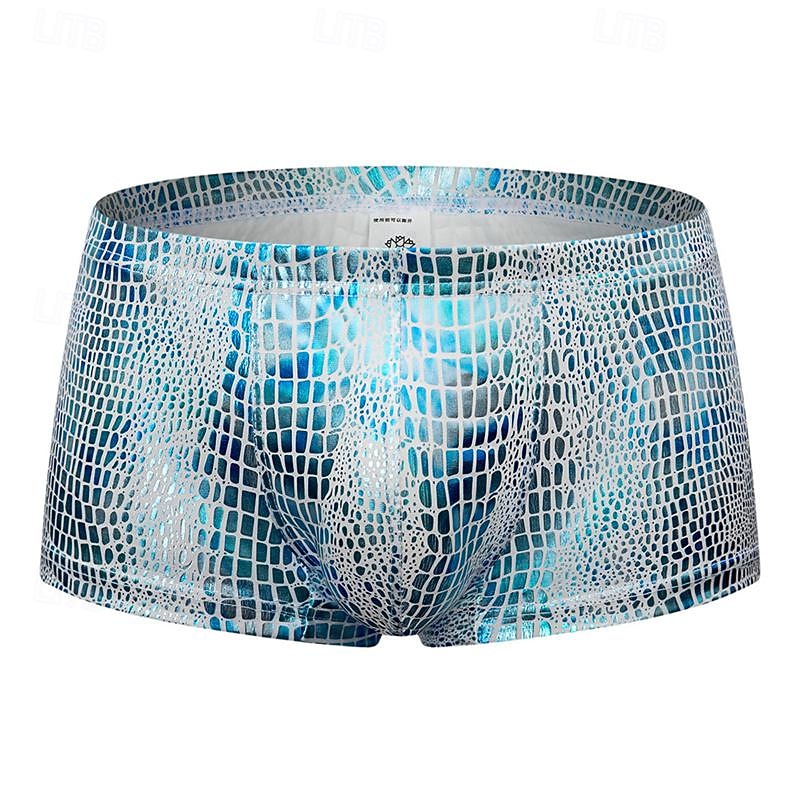 Per uomo 1 pc Boxer Poliestere Traspirante Morbido Comodo Pelle di serpente A vita medio-alta Argento Nero del 2025 a $8.49 –P7