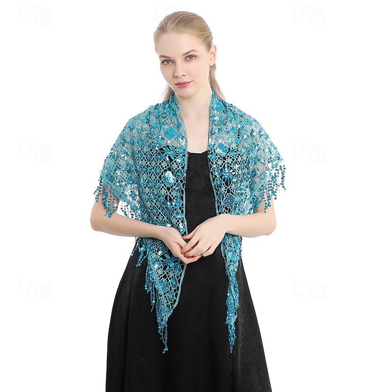 Châle triangle à paillettes pour femmes, enveloppe à franges, cape de soirée, châle de mariée, écharpe pour robes de soirée, fête de 2025 ? $14.99 –P13