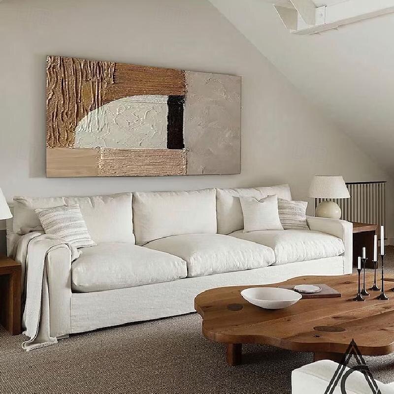 beige braun Malerei handgemachte braun Wabi Sabi Kunstwerk Ölgemälde handgemalt strukturierte Ölgemälde beige Ölgemälde braun abstrakte Leinwand Kunst moderne horizontale Dekor Kunst 2025 - $116.99 –P1