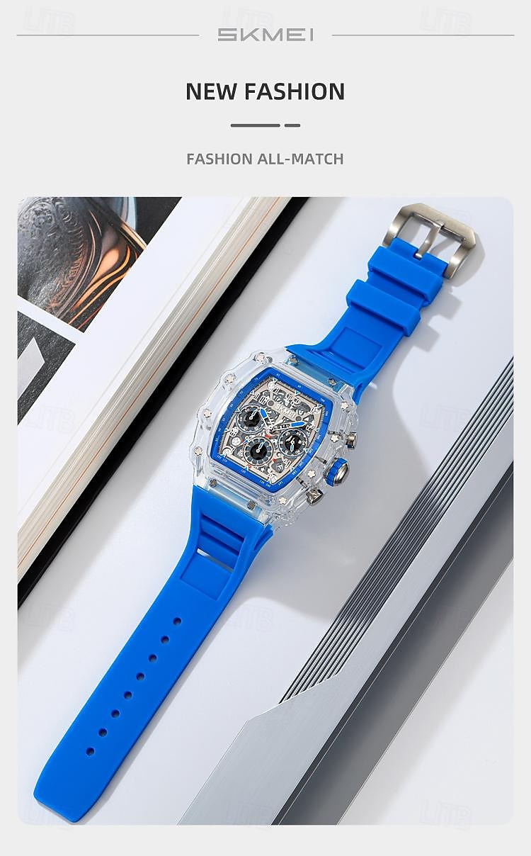 SKMEI Men Quartz Watch Outdoor Fashion Casual Wristwatch Stopwatch Countdown Calendar Waterproof Silicone Gel Watch 2026 - $42.99 –P5