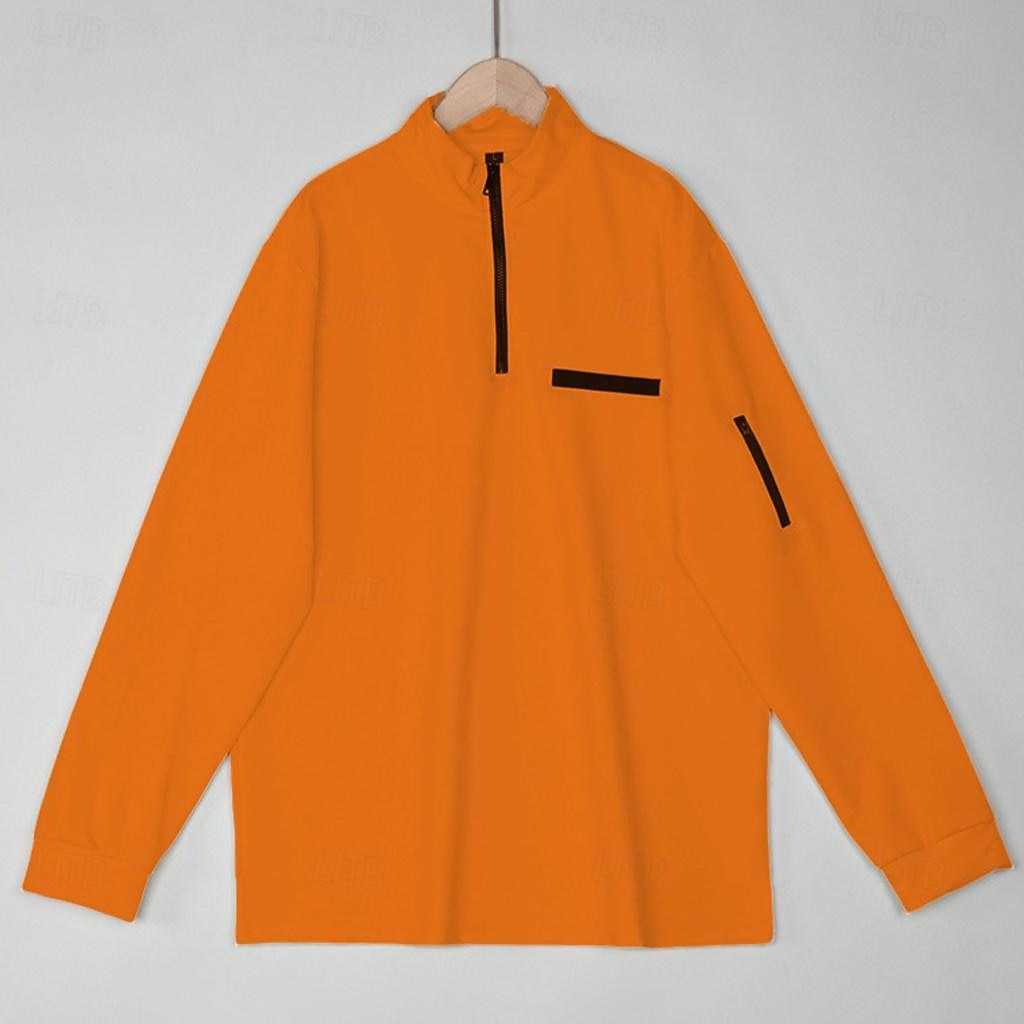 Homens Camiseta Polo Moletom Esportes Roupa Diária Quarter Zip Manga Longa Moda Confortável Tecido Bolsos Zip Up Primavera & Outono Normal Preto Branco Azul Marinha Laranja Camiseta Polo de 2026 por $21.99 –P2