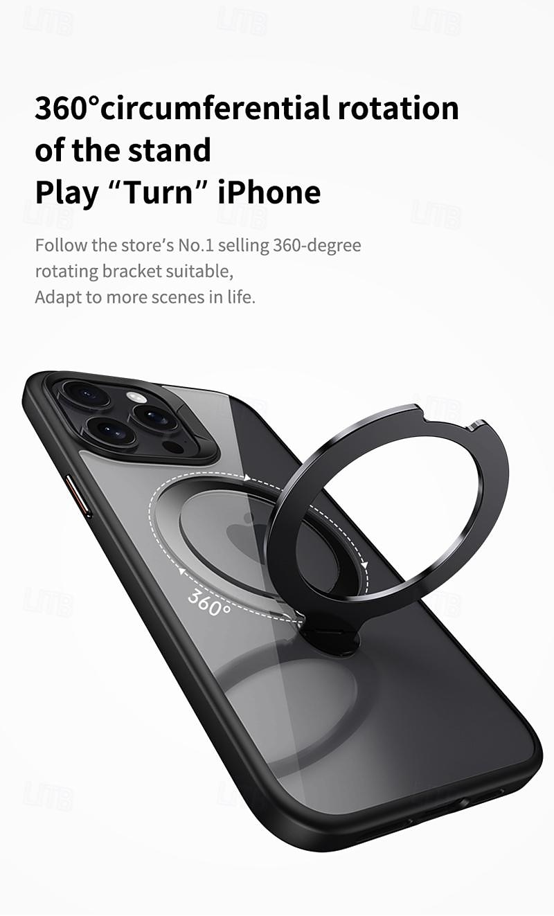 Phone Case For iPhone 16 iPhone 15 Pro Max Plus iPhone 14 13 12 Pro Max Plus Back Cover with Stand Holder Transparent Shockproof TPU Metal 2025 - $19.99 –P3