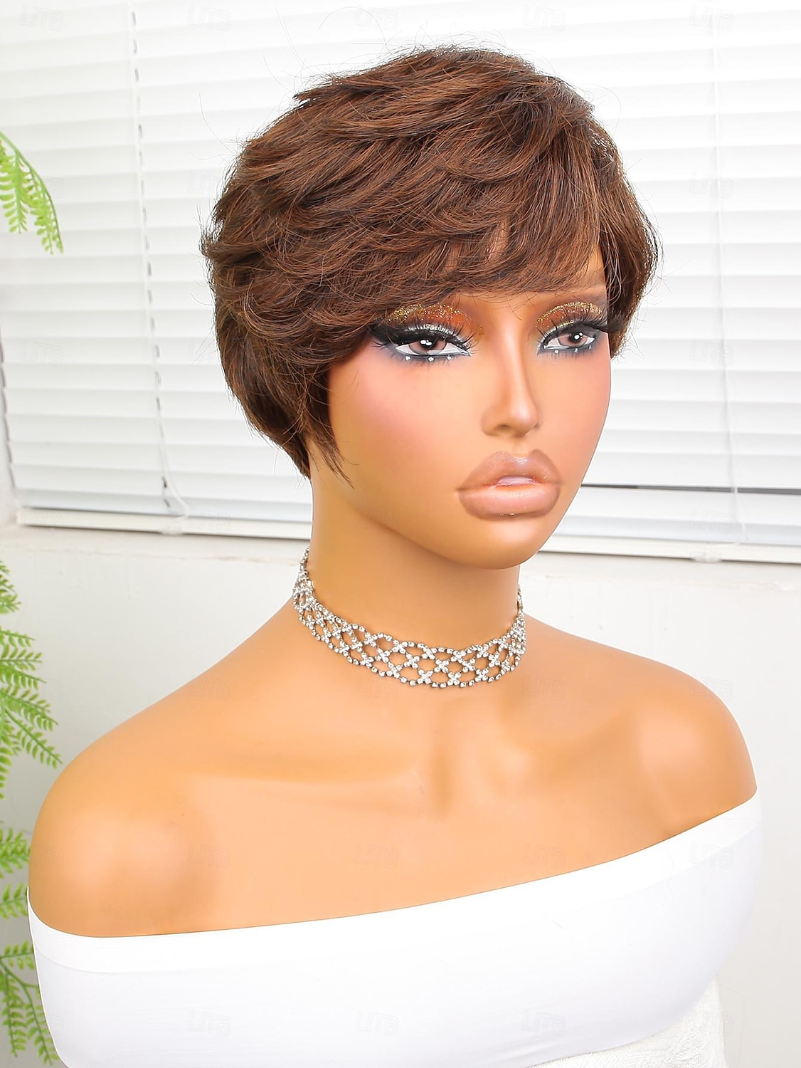 Parrucche sintetiche Diritto naturale Bob corto Parrucca 8" Marrone scuro Capelli sintetici Da donna Marrone scuro del 2025 a $18.99 –P4