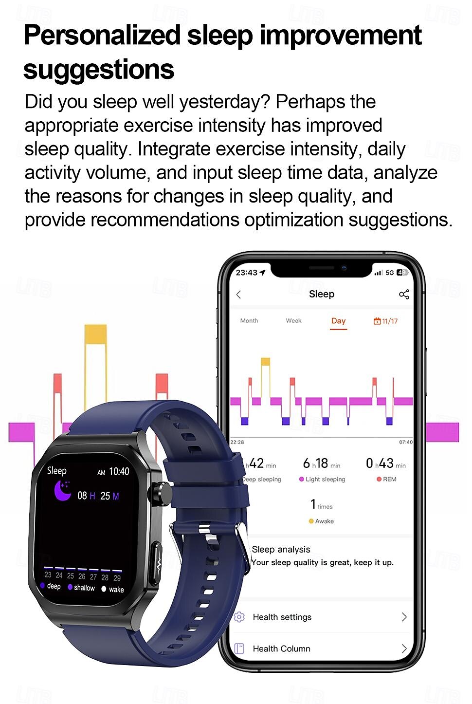 iMosi ET280 Smart Watch 2.04 inch Smartwatch Fitness Running Watch Bluetooth ECG+PPG Temperature Monitoring Pedometer Compatible with Android iOS Women Men Hands-Free Calls Waterproof Media Control 2025 - $74.99 –P10