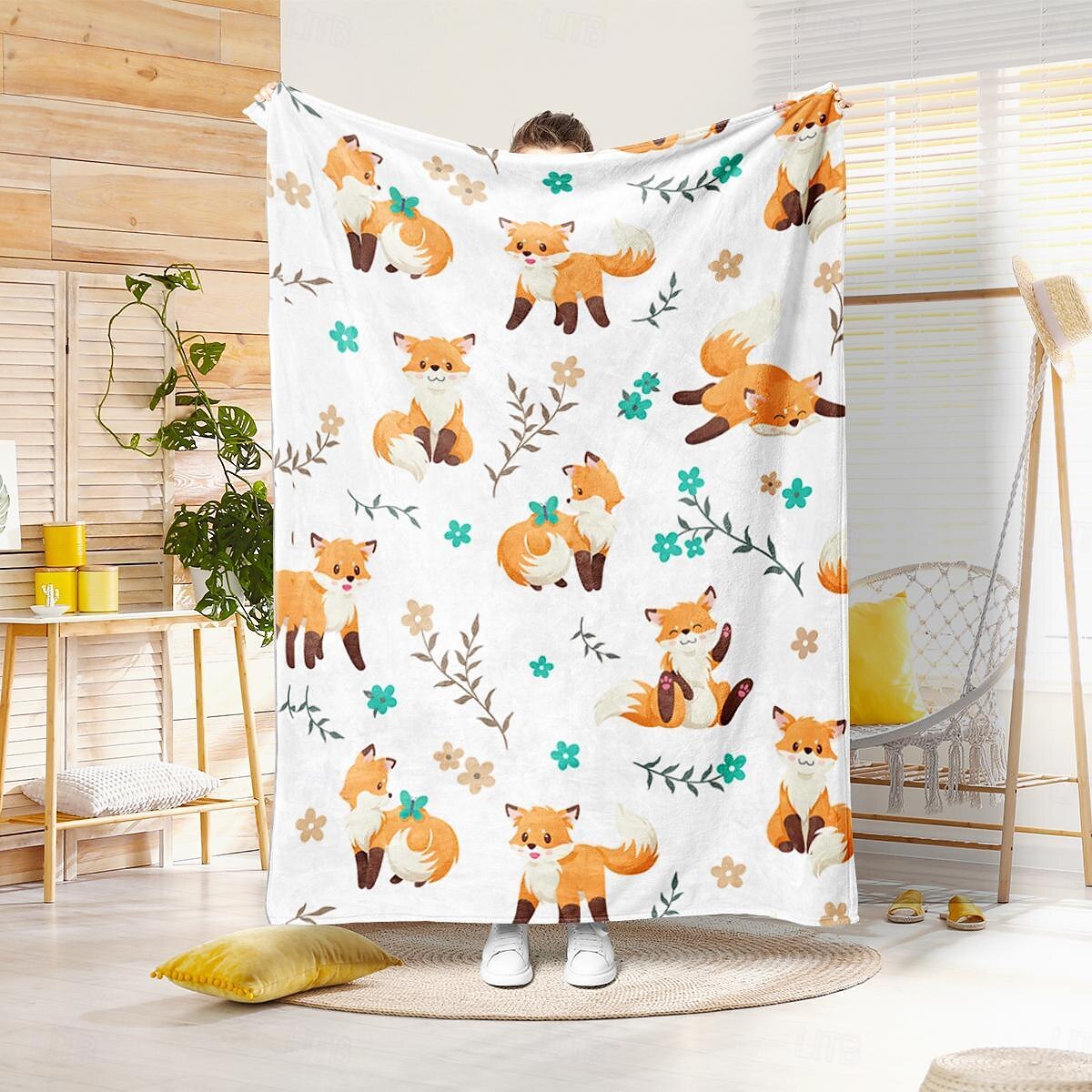 Autumn Animal Flannel Blanket - Soft and Cozy Fabric - Warm and Comfortable Design - Perfect for Fall Home Decor and Snuggling - Ideal for Sofa or Bed 2025 - $27.99 –P1