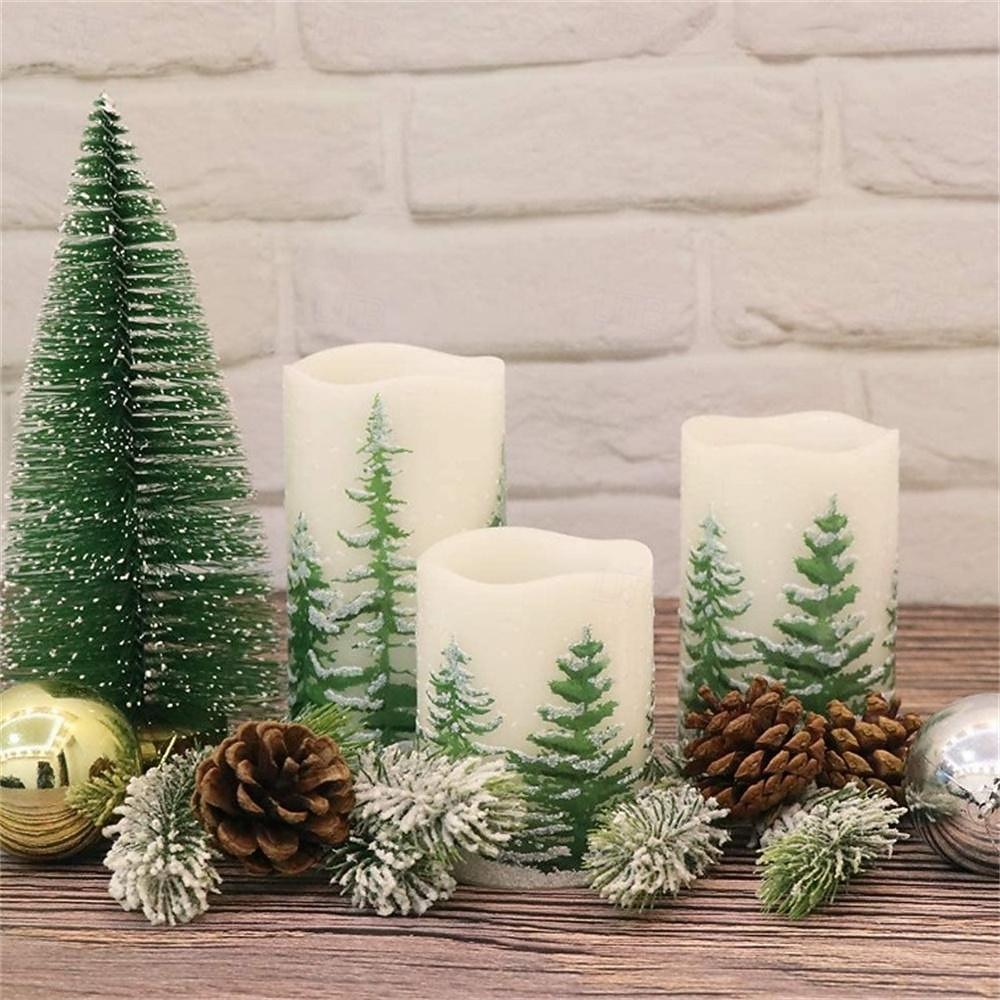 lumânări fără flacără cu temporizator lumânări led de ceară cu pilon lumânări pâlpâitoare brad de Crăciun pentru decorarea casei de vacanță set cadou de 3 2026 - $39.99 –P7