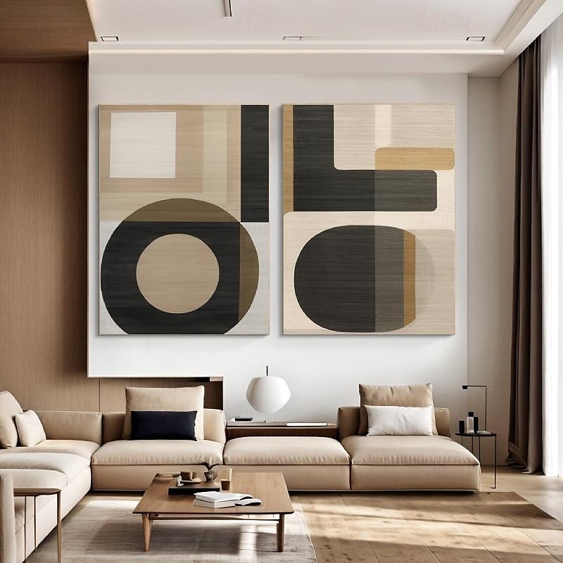 grote handgemaakte wandkunst schilderij wabi-sabi wandkunst bruin modern abstract schilderij op canvas minimalistische kunst zwart en beige kunst woonkamer decor 2025 - $116.99 –P1