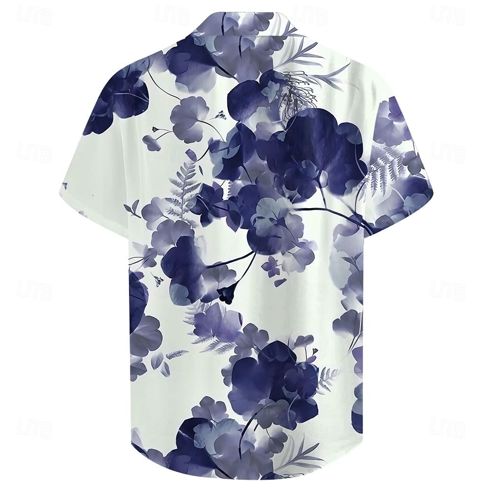 Męskie Kwiaty Wzór tie-dye Koszula Zapinana na guziki koszula Krótki rękaw Zabytkowe Codzienny Urlop Codzienny Lato Wieczorne Zapiąć Druk 3D Niebieski 2025 - $22.99 –P2