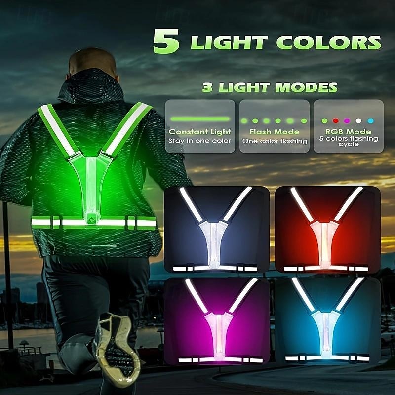 1pc LED Reflective Running Vest Light High Visibility, Rechargeable & Adjustable Lighting for Safe Walking, Running, Cycling Durable & Comfortable Design 2025 - $19.99 –P7