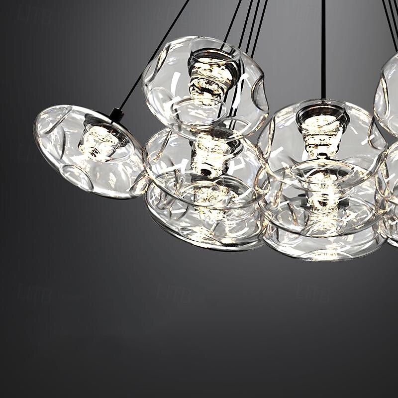 LED Pendant Light Warm White Glass 35/50/65cm 7/13/19-Light Gypsophila Geometrical Stainless Steel Glass Acrylic Hanging Lamp Living Room Art Design Indoor Bedroom Suspension Lighting Restaurant 110-240V 2025 - $549.99 –P4