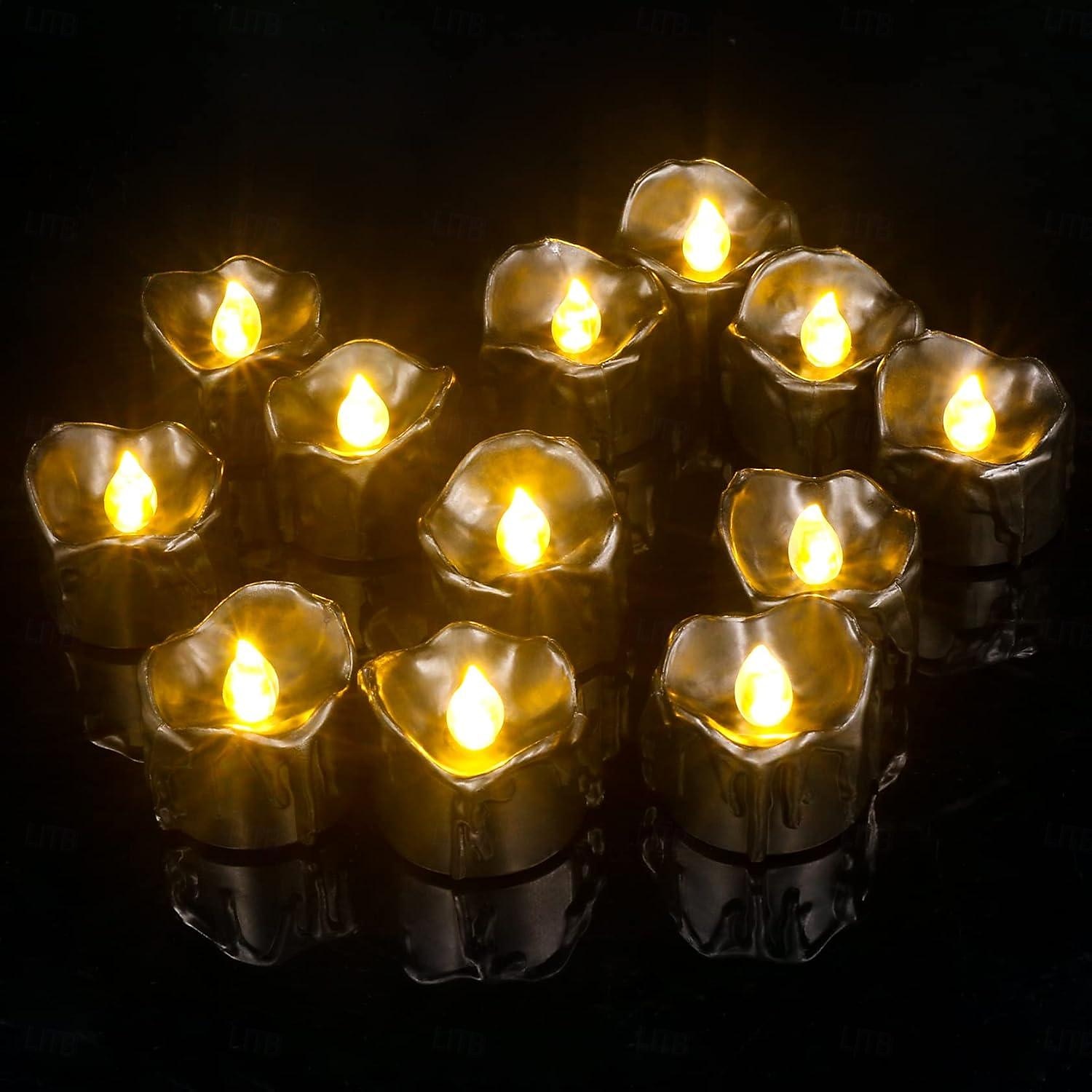 12st svarta led värmeljus halloween nattlampor levande ljus utomhus inomhus trädgård halloween inredning halloween elektriska ljus batteridrivna halloween lyktor semester fest dekorationer 2025 - $20.99 –P6