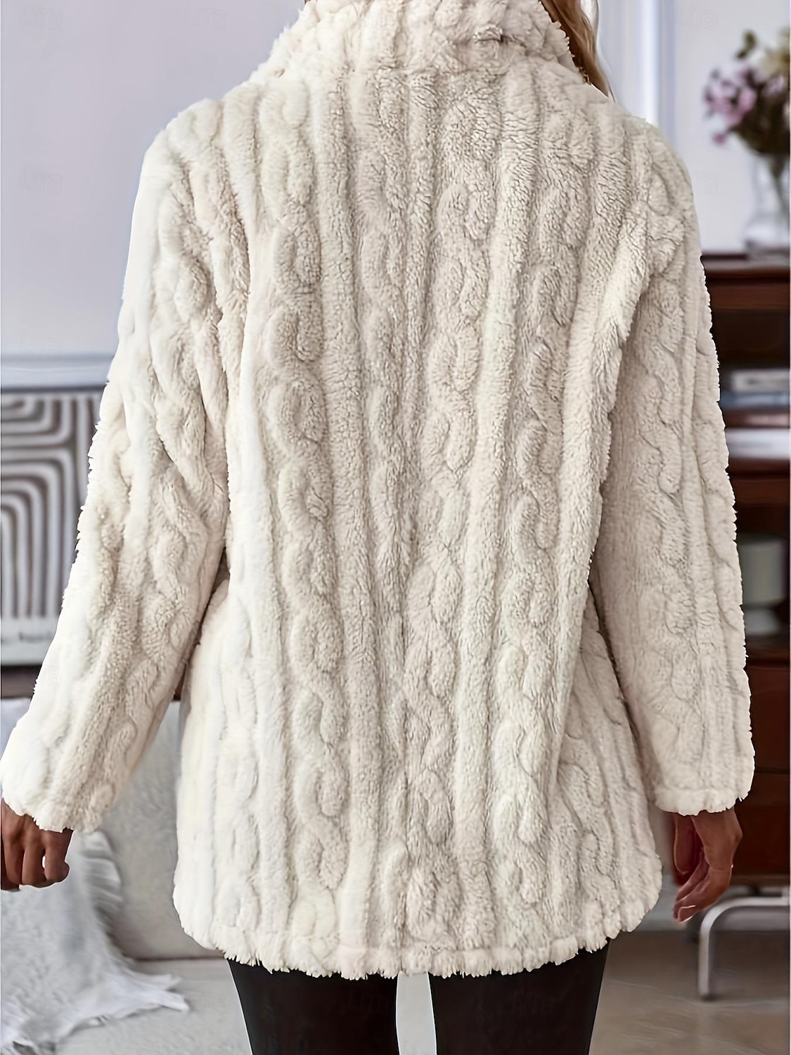 Damen Freizeitjacke warm halten Tasche Brautkleider schlicht Feste Farbe Täglich Vorne geknöpft Lang V Ausschnitt Lockere Passform Langarm Oberbekleidung Beige Frühling Herbst 2025 - $39.99 –P4