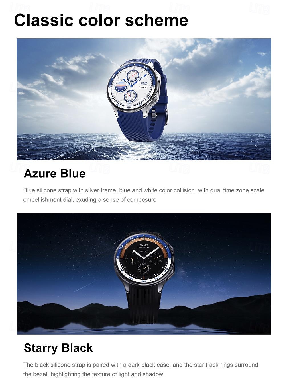 696 DTWatchX Montre intelligente 1.43 pouce Smartwatch Montre Connectée Bluetooth Podomètre Rappel d'Appel Moniteur de Sommeil Compatible avec Android iOS Femme Hommes Mode Mains-Libres Rappel de de 2025 ? $62.99 –P20