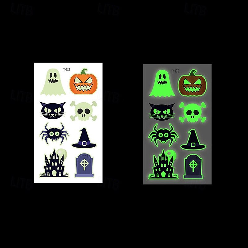 Autocollants de tatouage lumineux en toile d'araignée d'halloween, 10 pièces, autocollants de visage de fête de festival lumineux de dessin animé de 2025 ? $14.49 –P14