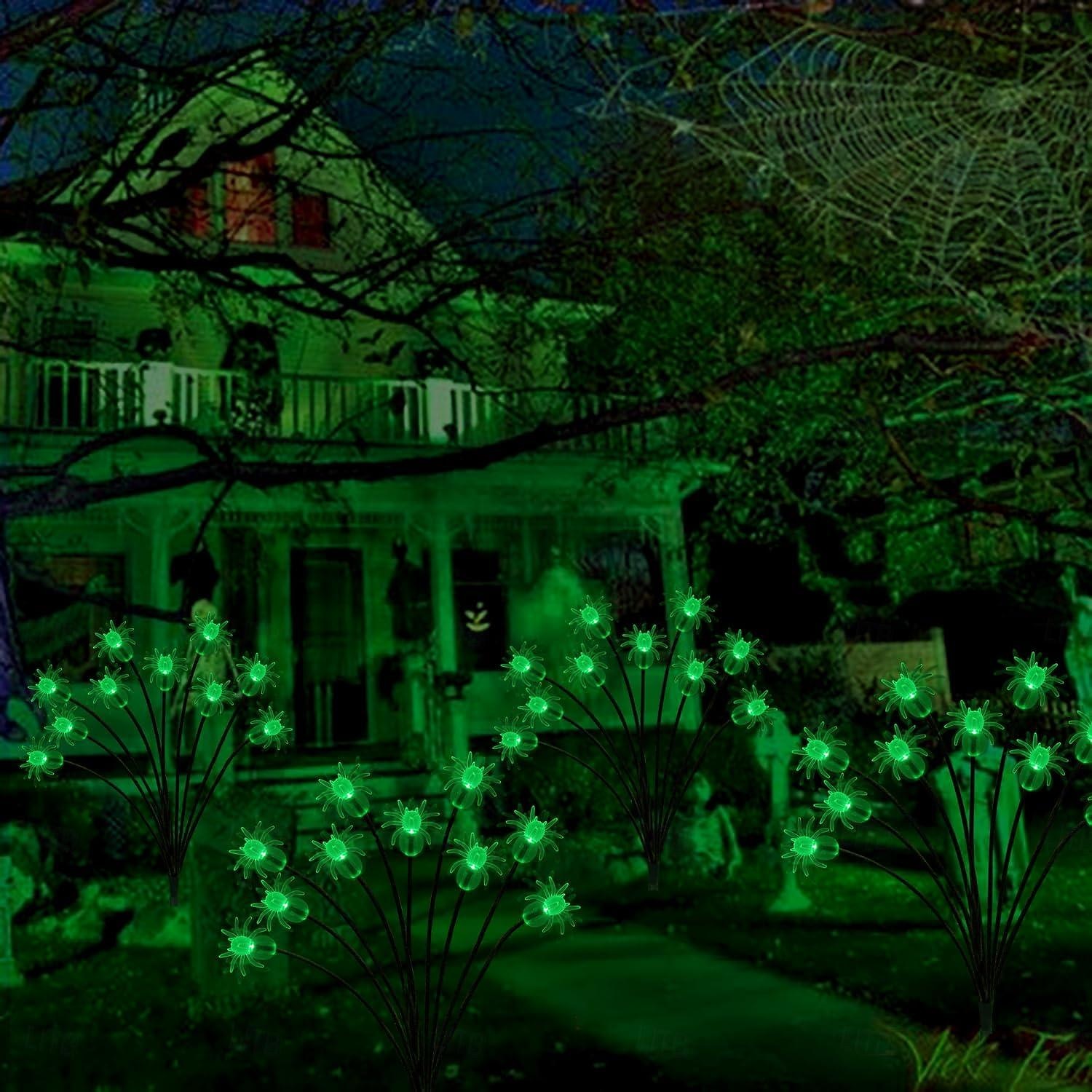 2pcs Halloween Solar Firefly Swing Spiders Light Purple Red Green Solar Outdoor Lawn Pathway Lights Waterproof Plug In the Ground Lamp Swing with the Wind for Outdoor Yard Garden Pathway Patio Decoration Lamp 2026 - $27.99 –P12