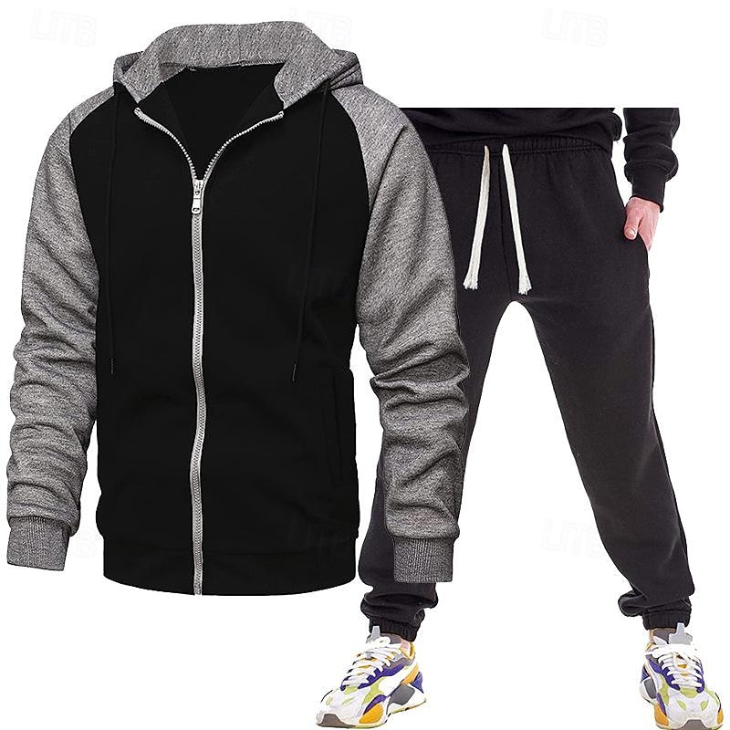 Hombre Tracksuit Vestimenta para correr Correa Bolsillo Bloque de color Chaqueta y Pantalones de Chándal Conjunto de ropa deportiva Otoño Invierno Gris oscuro Negro Entrenamiento de gimnasio Correr 2026 - $34.99 –P2
