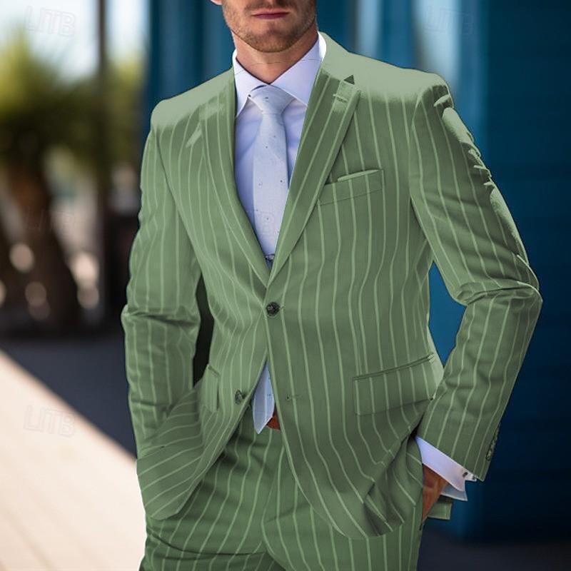 Homme Remise de diplôme Blazer Affaires Cocktail Fête de mariage Mode Occasionnel Printemps & Automne Polyester Rayures Boutons Avec Poches Confortable Simple Boutonnage veste Rose Claire Bleu Orange de 2025 ? $53.99 –P18