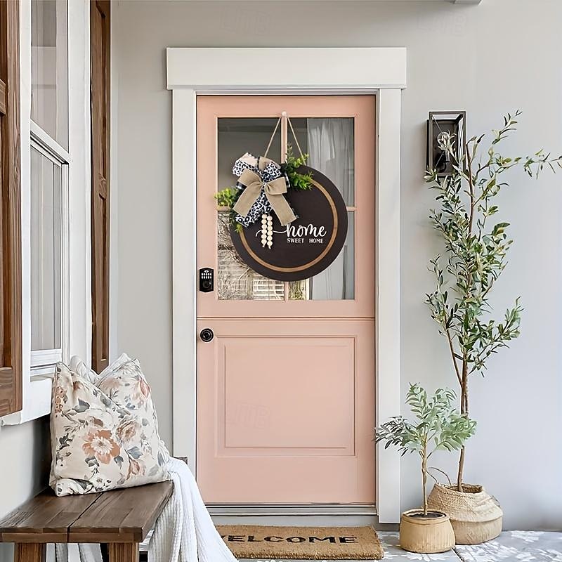 1pc Crafting 12 Inches Welcome Sigh For Front Door Big Wooden Wreath Welcome Wreath Farmhouse Front Door Decoration Housewarming Gift for Home Outdoor Indoor 2025 - $13.99 –P8