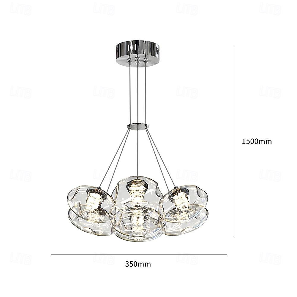 LED Pendant Light Warm White Glass 35/50/65cm 7/13/19-Light Gypsophila Geometrical Stainless Steel Glass Acrylic Hanging Lamp Living Room Art Design Indoor Bedroom Suspension Lighting Restaurant 110-240V 2025 - $549.99 –P11