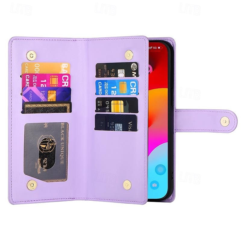 telefone Capinha Para iPhone 16 iPhone 15 Pro Max Plus iPhone 14 13 12 11 Pro Max Plus Mini SE Capa traseira Com Suporte Magnética Zíper Retro TPU Couro PU de 2025 por $24.99 –P10