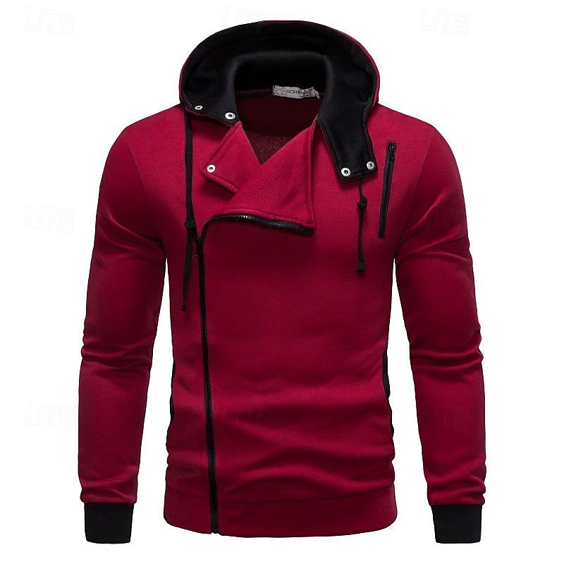 Men's Hoodie Full Zip Hoodie Wine Hooded Color Block Patchwork Sports & Outdoor Daily Holiday Polyester Streetwear Basic Casual Spring & Fall Clothing Apparel Hoodies Sweatshirts Long Sleeve 2025 - $15.99 –P4