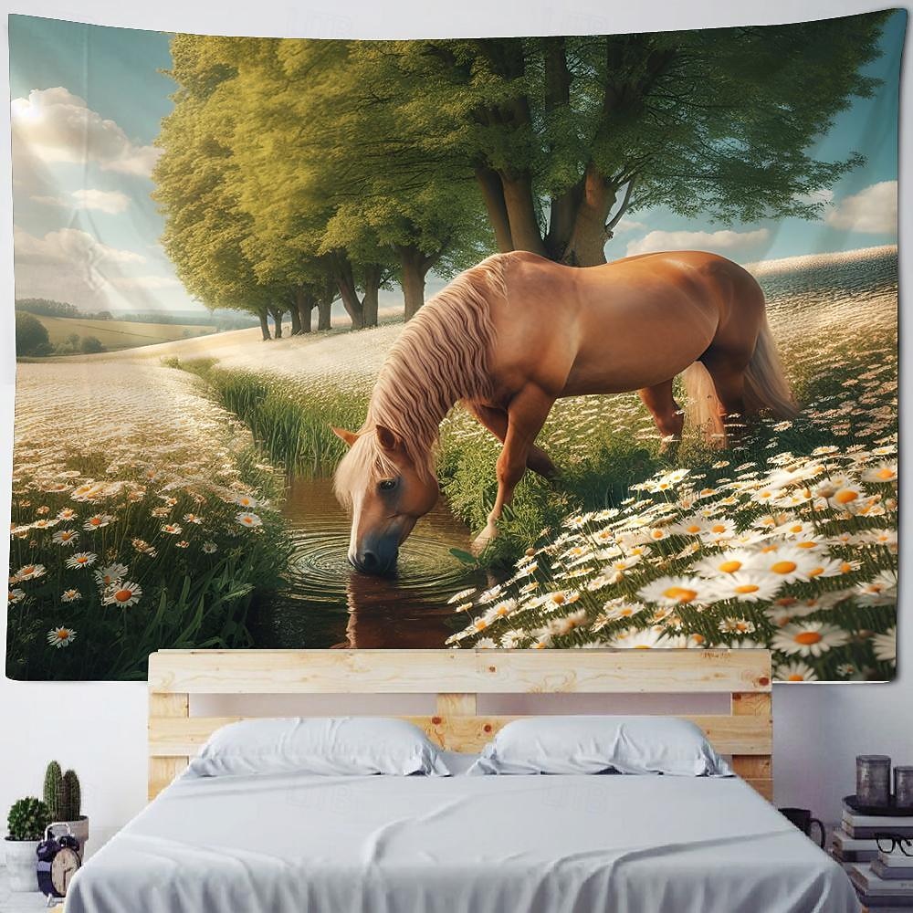 zvíře kůň pláž závěsný gobelín nástěnné umění velký gobelín nástěnná malba výzdoba fotografie pozadí přikrývka opona domácí ložnice dekorace obývacího pokoje 2026 - $17.99 –P4