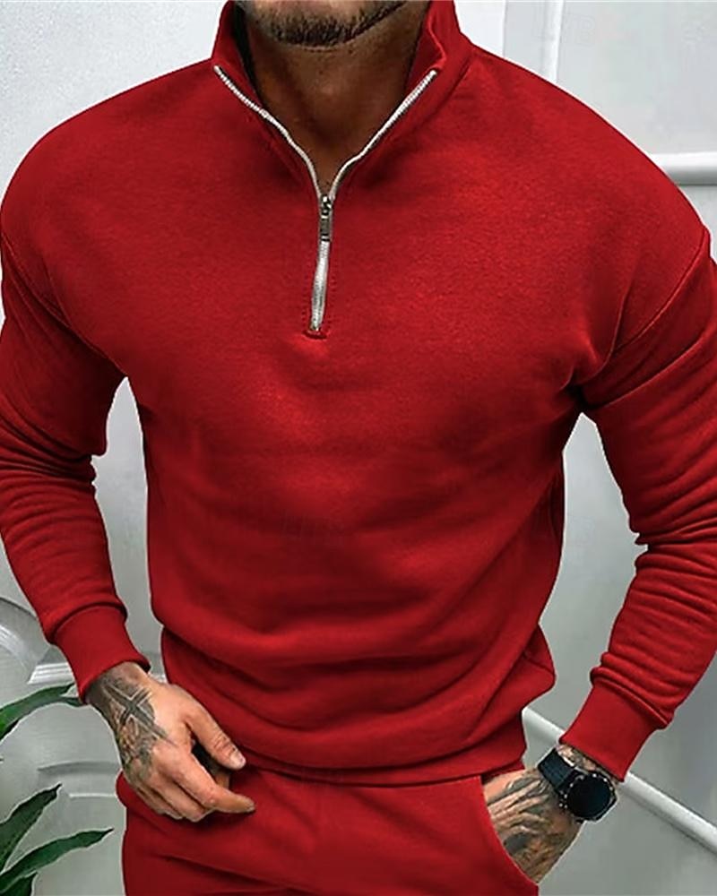 Men's Sweatshirt Quarter Zip Sweatshirt Light Grey Half Zip Plain Daily Sports & Outdoor Holiday Polyester Streetwear Basic Casual Spring &  Fall Clothing Apparel Hoodies Sweatshirts  Long Sleeve 2026 - $27.99 –P10