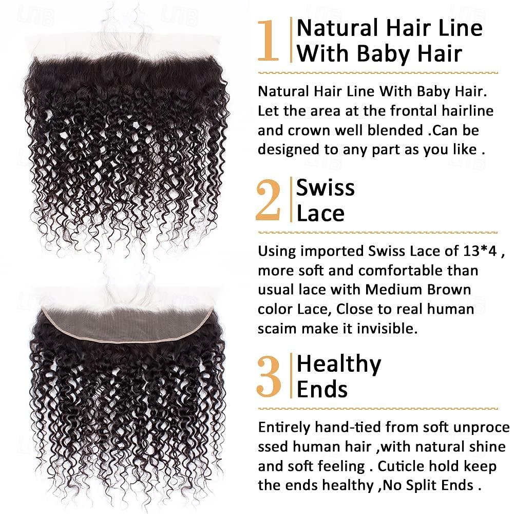 Yavida Brasilianisches Haar Gratis Teil / 13x4 Spitzenfront / Spitzenfront Lockig Freier Teil Mittelscheitel / Tiefer Scheitel Schweizer Spitze Remy Echthaar Damen mit Babyhaaren / Natürlich 2026 - $111.99 –P5