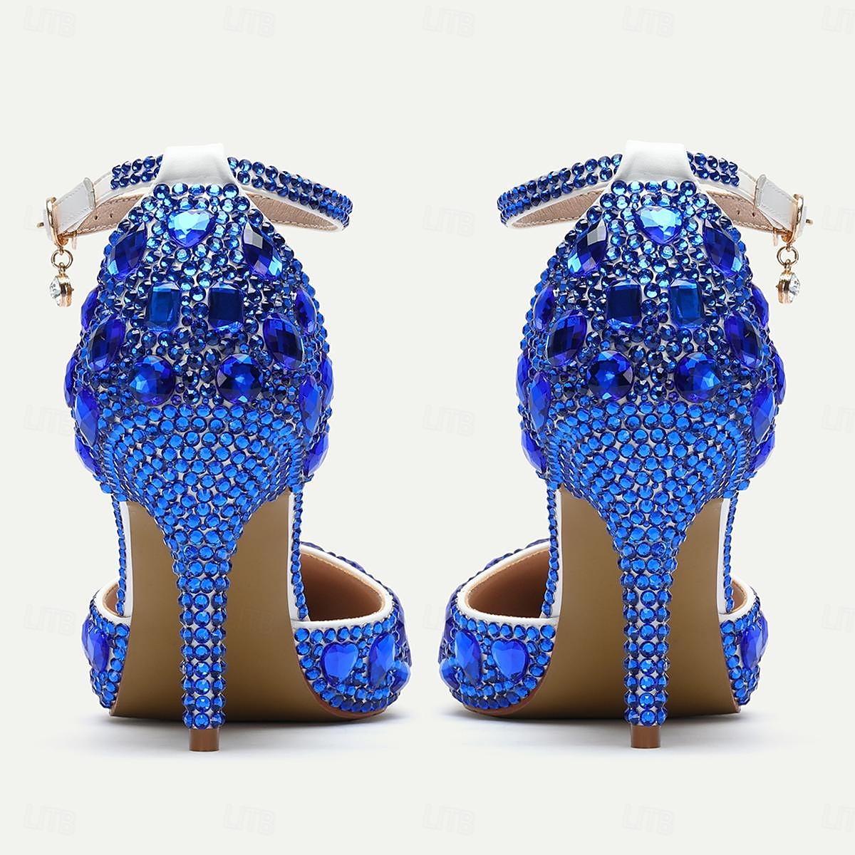 sapatos de baile femininos com strass de cristal com enfeites de pedras preciosas roxas e corrente de joias no tornozelo - saltos agulha elegantes para festas de 2025 por $79.99 –P4