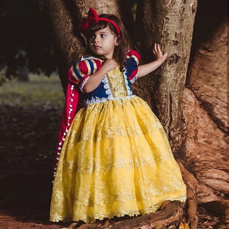 Sněhově bílá Princeznovské Šaty Kostým Květinové šaty cosplay Filmové kostýmy for Dívčí Děti Karneval Výkon Párty 2025 - $5.99 –P1