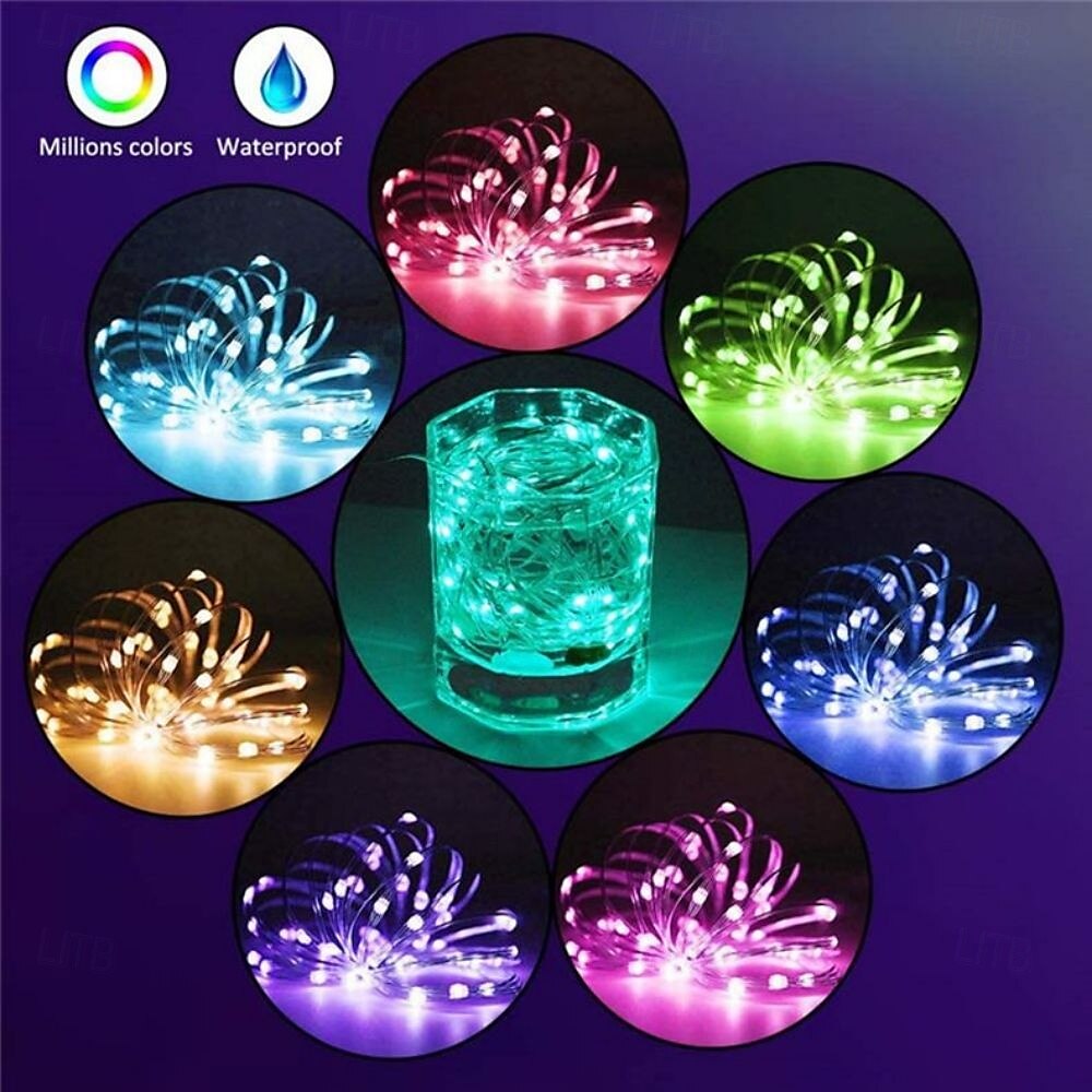 lumini inteligente usb fairy lumini impermeabile multicolore schimbătoare pentru Crăciun, ziua de naștere, petrecere de interior în aer liber decorare, telecomandă aplicație 2025 - $58.99 –P12