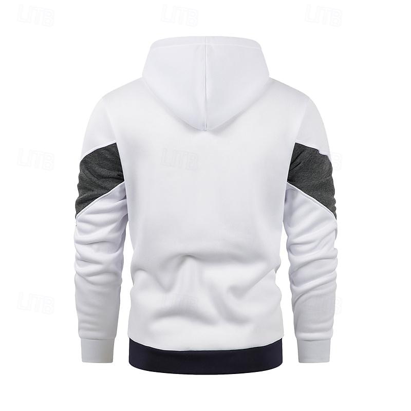 Per uomo Felpa con cappuccio a zip intera Felpa con cappuccio e zip Bianco Rosso Blu Cachi Con Cappuccio Blocco di colori Con zip Patchwork Sport & Outdoor Quotidiano Ferie Poliestere Streetwear del 2025 a $23.99 –P8