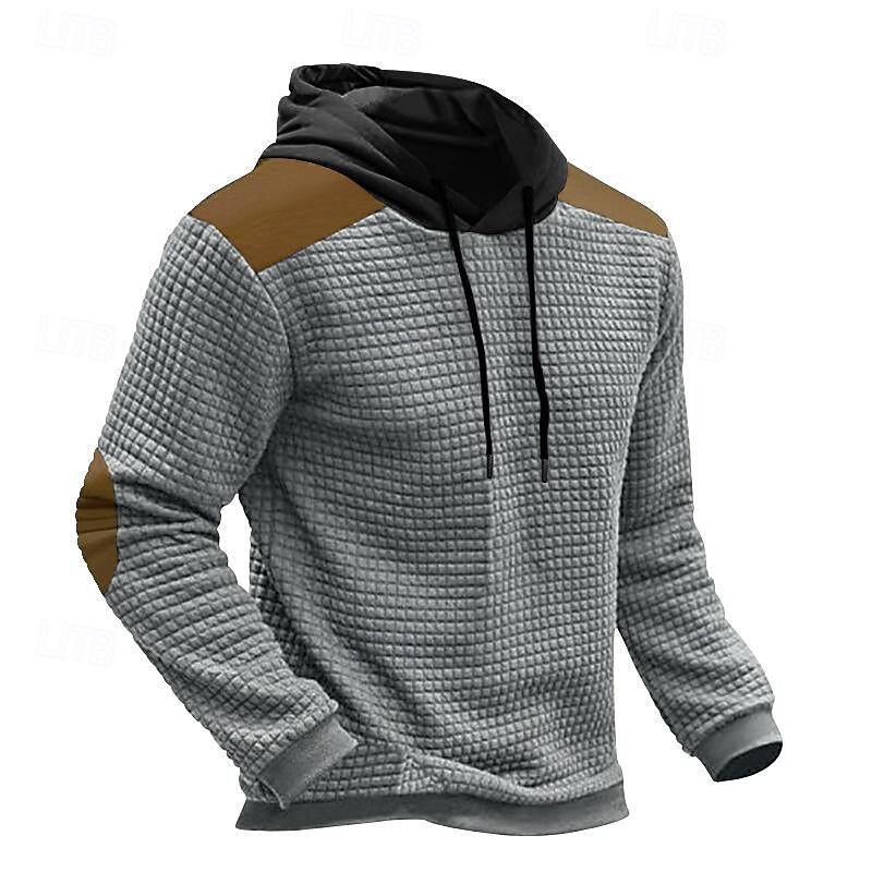 Voor heren Wafel Hoodies Trui met capuchon Abrikoos Zwart Leger Groen Lichtgrijs Capuchon Kleurenblok Lapwerk Met Textuur Sport & Outdoor Dagelijks Feestdagen Polyester Streetwear Basic Casual Lente 2025 - $24.99 –P5