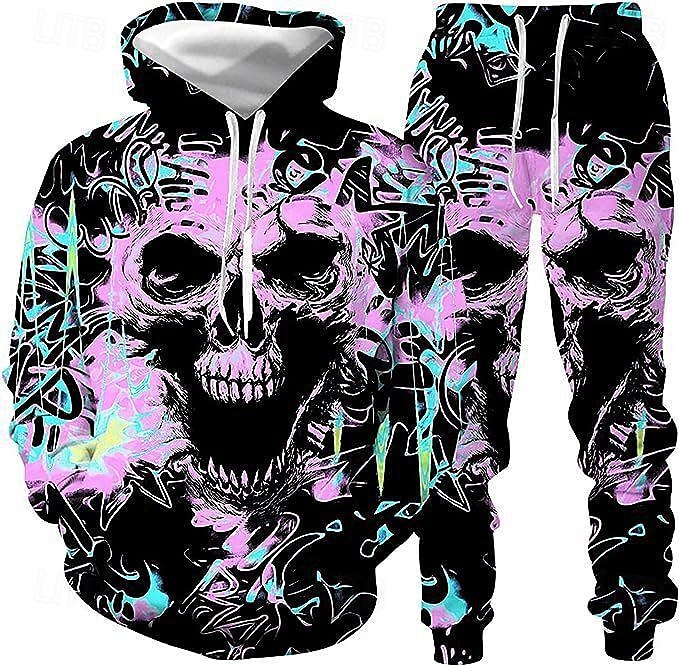 Skeleton Skull Outfits Hoodie Tracksuit Anime 3D Front Pocket Graphic For Couple's Men's Women's Adults' Halloween Carnival Masquerade 3D Print Casual Daily 2025 - $38.99 –P2