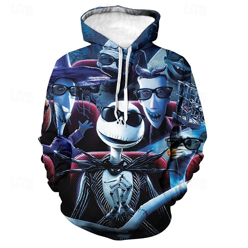 Jack Skellington Kapuce Animák Manga Anime 3D Přední kapsa Grafika Klokaní kapsa Pro Pro páry Pánské Dámské Dospělé předvečer Všech svatých Karneval Plesová maškaráda 3D tisk Běžné / Denní 2025 - $32.99 –P3