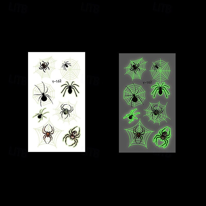 Autocollants de tatouage lumineux en toile d'araignée d'halloween, 10 pièces, autocollants de visage de fête de festival lumineux de dessin animé de 2025 ? $14.49 –P2