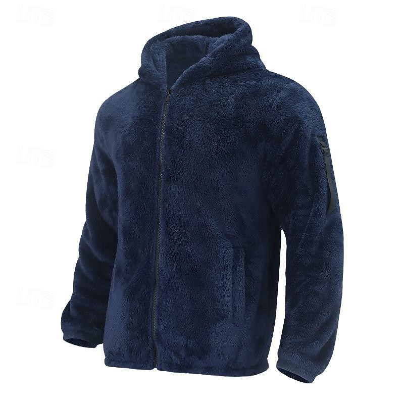 Homens Jaqueta de Inverno Jaqueta polar polar Jaqueta casual Diário Férias Térmico / Quente Bolsos Outono & inverno Tecido Moda Roupa de rua Com Capuz Padrão Preto Azul Marinha cáqui Cinzento Escuro de 2025 por $39.99 –P8
