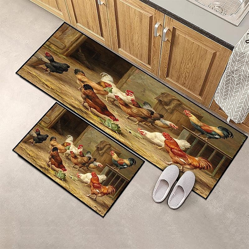 farma kuře kobereček kuchyňská podložka protiskluzová olejivzdorná podložka do obývacího pokoje koberec vnitřní venkovní podložka ložnice výzdoba koupelna podložka vchod kobereček podložka pod dveře 2025 - $15.99 –P21