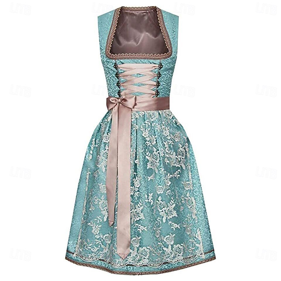 Oktoberfest Kleid Dirndl Trachtenkleider Dienstmädchen Bayerisch Deutsch München Wiesn Damen Stoff im traditionellen Stil Ohne Bluse 2025 - $68.99 –P7