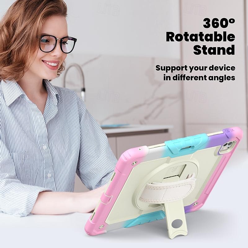 Tablet Case Cover For Apple iPad Air 11"(2024) iPad Air 13"(2024) iPad Pro 11"(2024) iPad Pro 13"(2024) Portable Handle Pencil Holder Camouflage Armor PC Silicone 2025 - $34.99 –P5