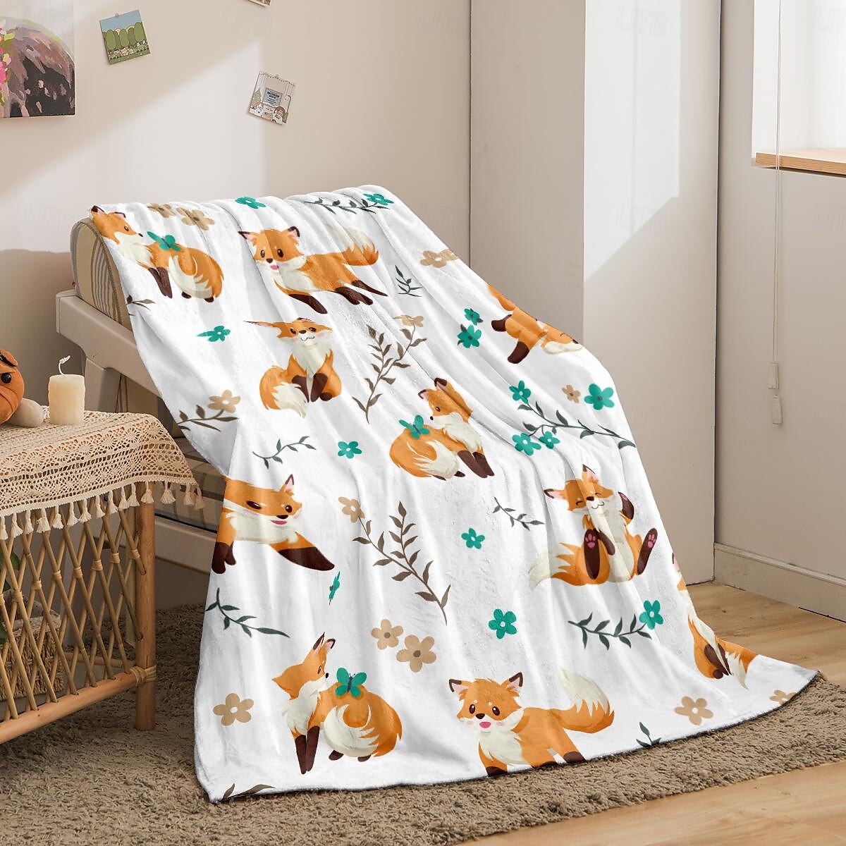 Autumn Animal Flannel Blanket - Soft and Cozy Fabric - Warm and Comfortable Design - Perfect for Fall Home Decor and Snuggling - Ideal for Sofa or Bed 2025 - $27.99 –P3