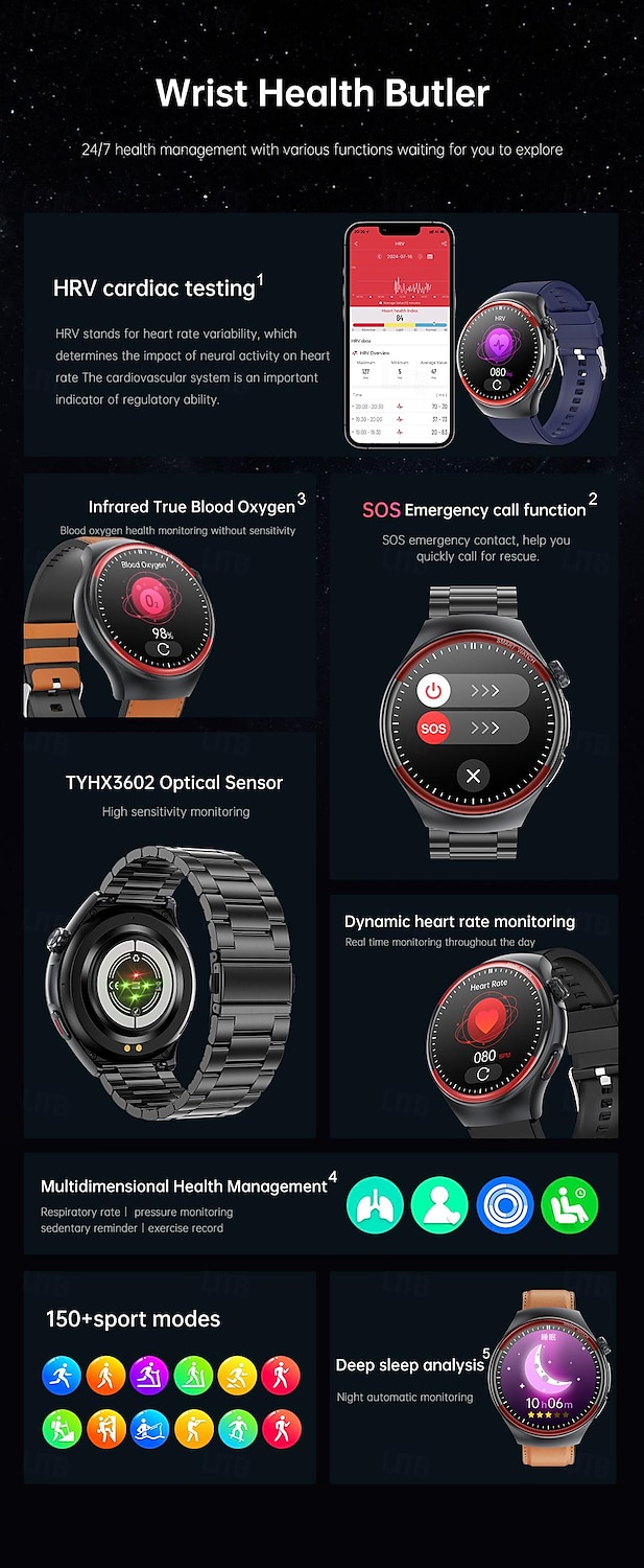 iMosi T82 Умные часы 1.43 дюймовый Смарт Часы Bluetooth Контроль температуры Педометр Напоминание о звонке Совместим с Android iOS Женский Мужчины Хендс-фри звонки Водонепроницаемый Медиа контроль 2025 - $51.19 –P2